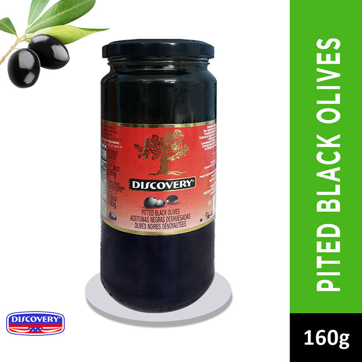Discovery Pitted Black Olives – 160g
